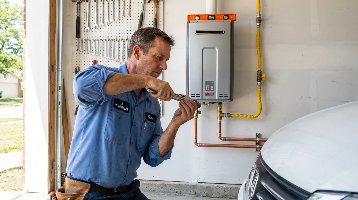 Tankless water heater installation by a Johns Plumbing LLC plumber in Manly